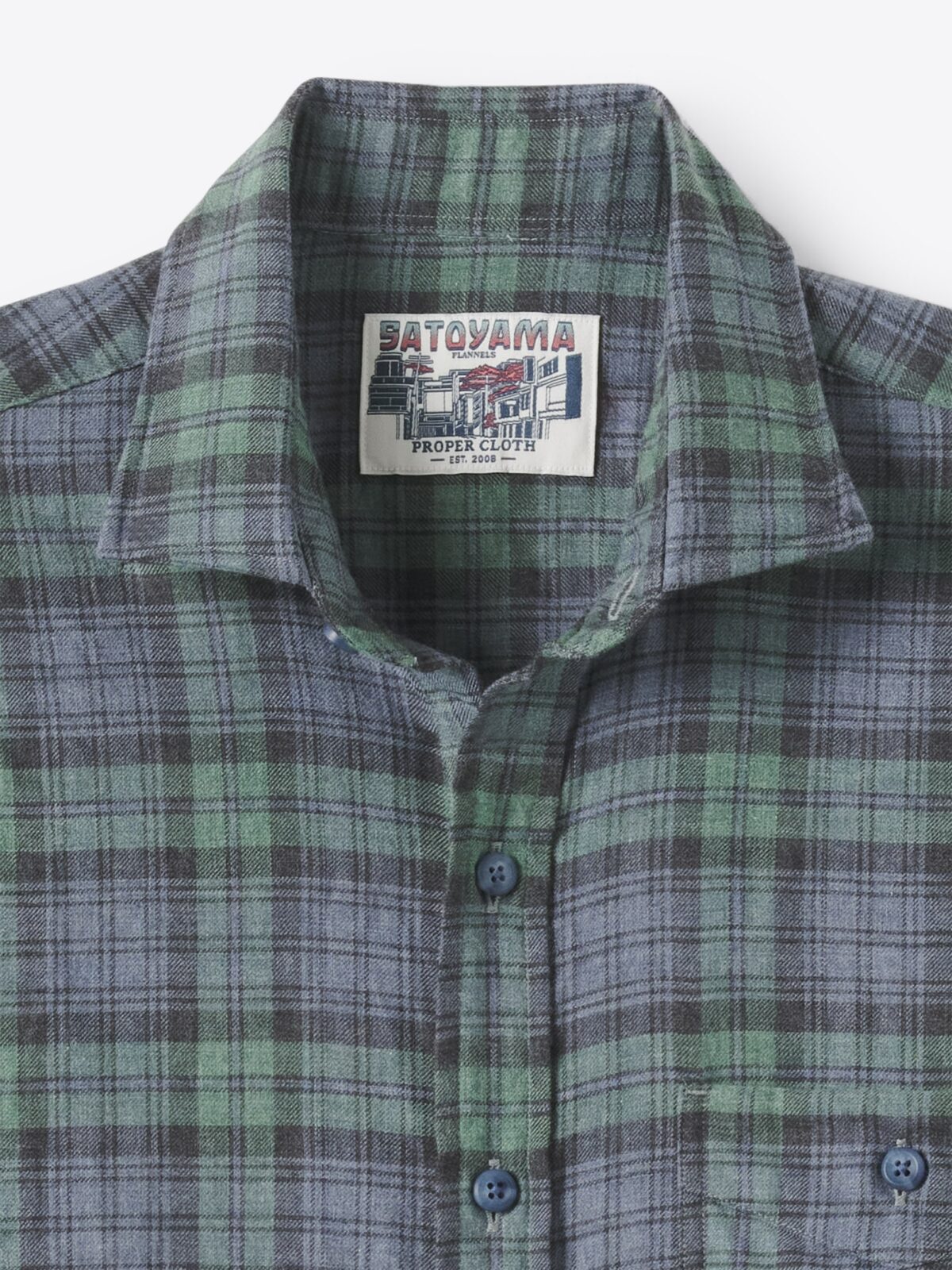The Satoyama Flannel Shirt in Faded Blackwatch