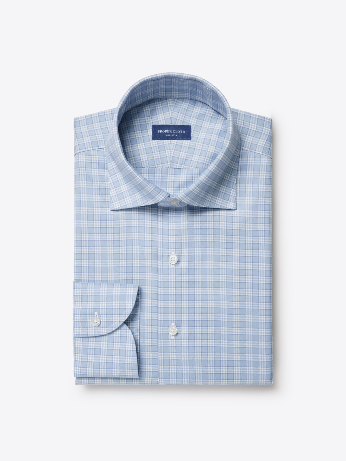 The Stretch Non-Iron Shirt in Slate and White Plaid