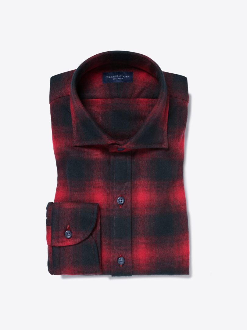 Canclini Scarlet Ombre Plaid Beacon Flannel Dress Shirt 