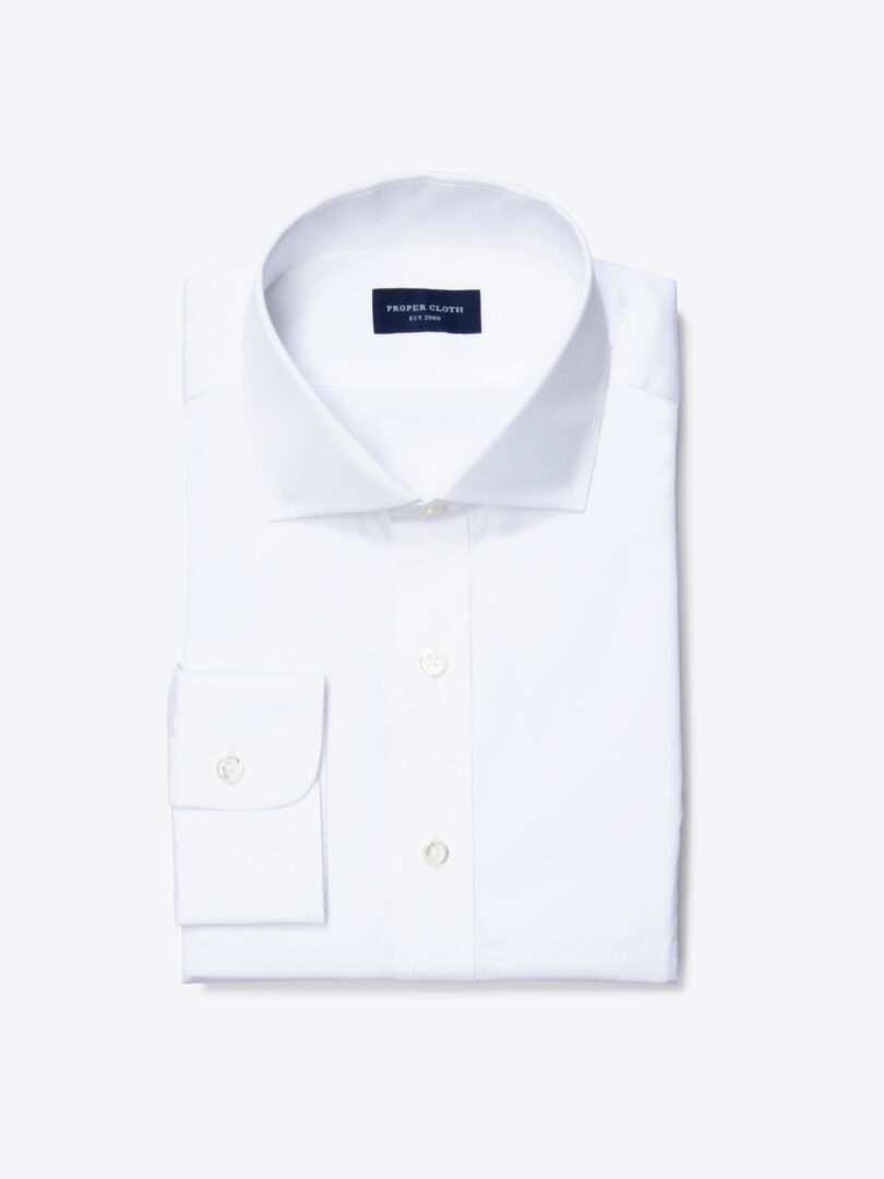 Thomas Mason White Luxury Broadcloth Tailor Made Shirt 