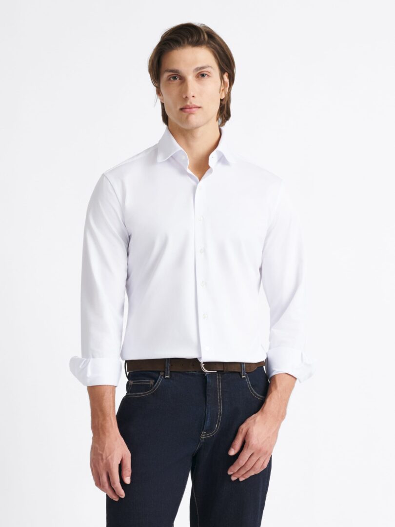 White Performance Easy Care Knit Dress Shirt Thumb Detail