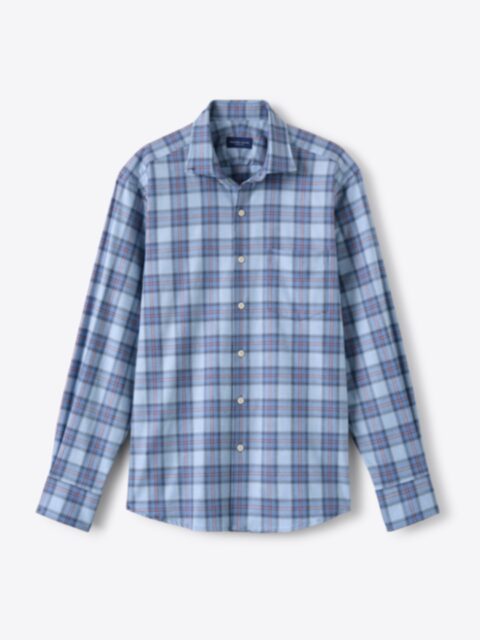 Shop Malibu Light Blue and Rose 4 Way Stretch Plaid Twill