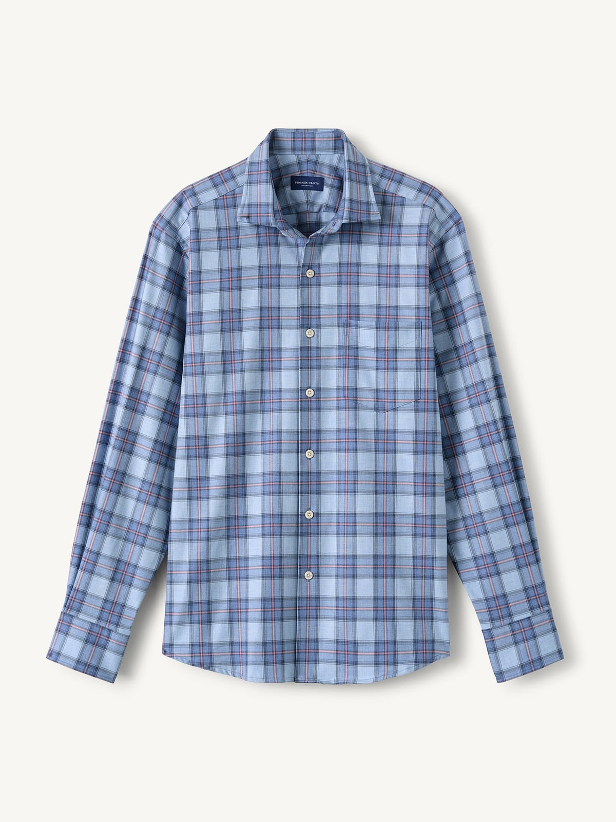 malibu dress shirt Proper Cloth Men's Malibu Rose Navy and Cream 4 Way Stretch Plaid Custom Dress Shirt