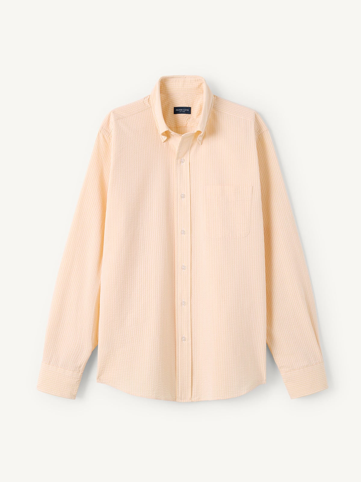 Proper Cloth Men's Portuguese Yellow Tonal Seersucker Custom Dress Shirt - Yellow, Size: 4XL, Big, Tall, 100% Cotton