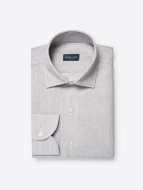 Thomas Mason Light Grey Textured Pique Shirt by Proper Cloth Thomas Mason Light Grey Textured Pique Shirt by Proper Cloth