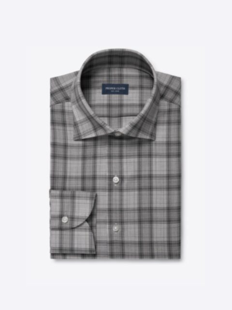Thomas Mason Light Grey Textured Pique Shirt by Proper Cloth Thomas Mason Light Grey Textured Pique Shirt by Proper Cloth