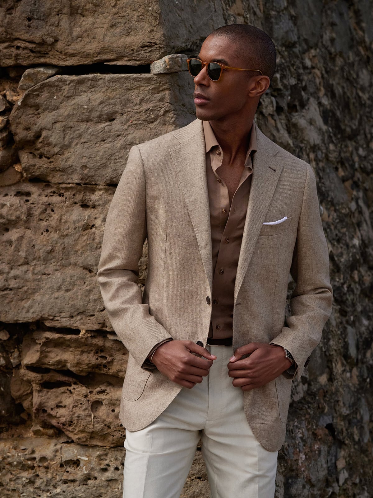 Proper Cloth Men's Reda Mocha Merino Wool Custom Dress Shirt - Brown, Size: 16, Regular, 100% Merino Wool