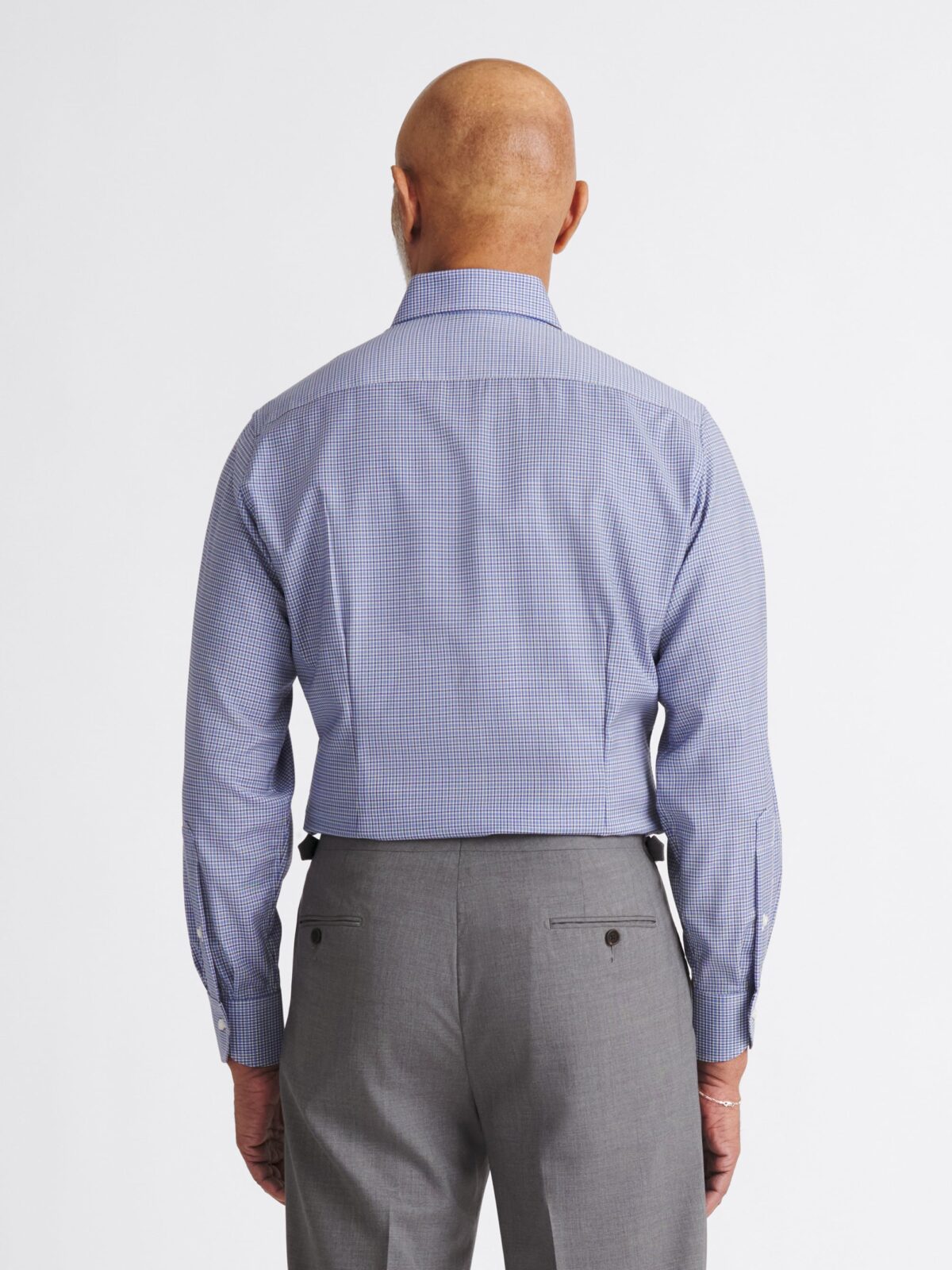 The Italian Merino Wool Shirt in Light Blue Small Check