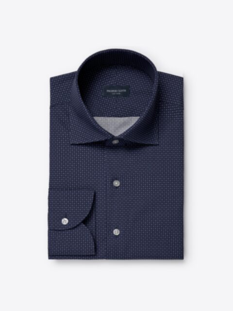 Light Blue End-on-End Micro Floral Print Custom Dress Shirt