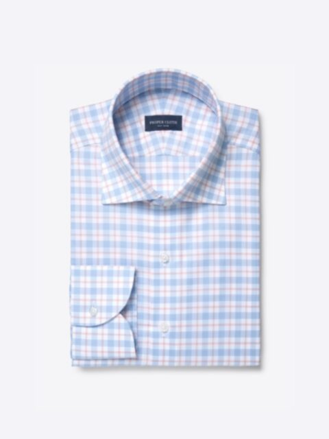 Sorrento Light Blue Yellow and Red Large Check Dress Shirt