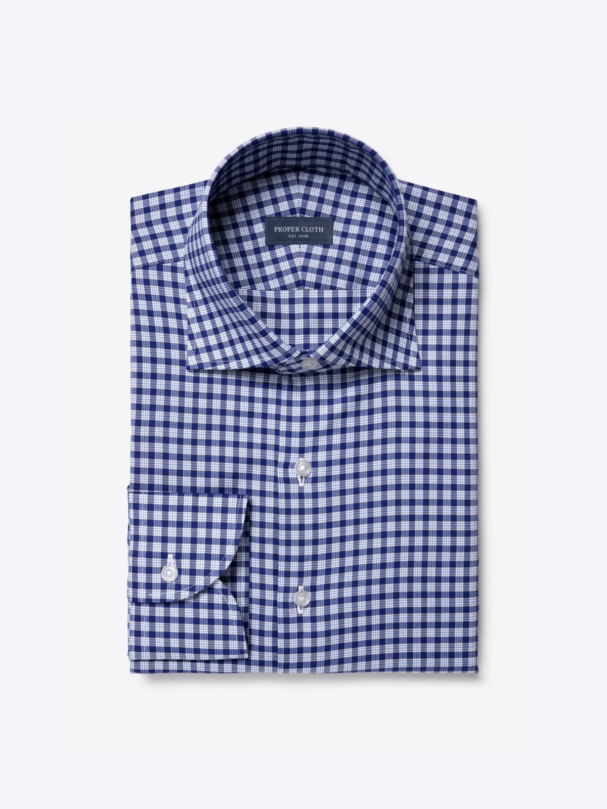 The Thomas Mason Brushed Dress Shirt in Blue Micro Check