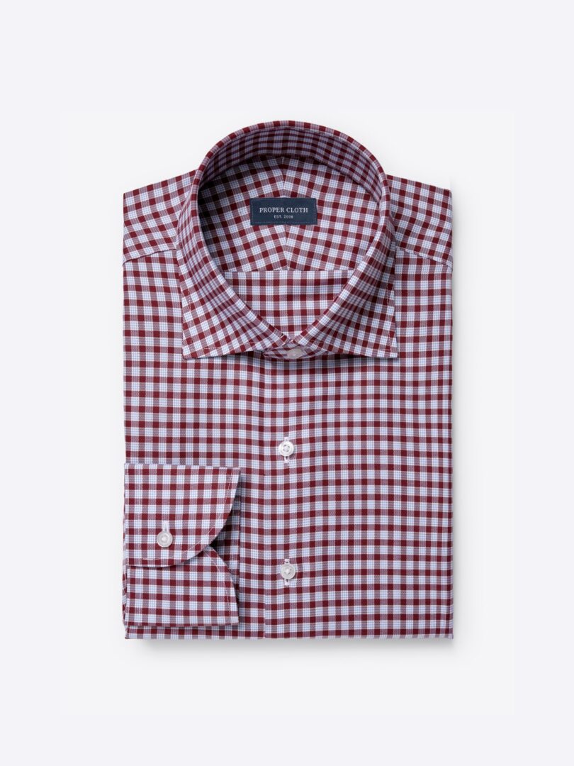 Men’s Thomas Mason Red and Blue Peached Micro Check Thumb