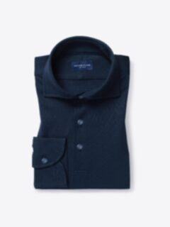 Canclini Navy Knit Pique Shirt by Proper Cloth