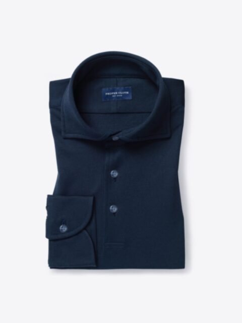 Shop Canclini Navy Knit Pique