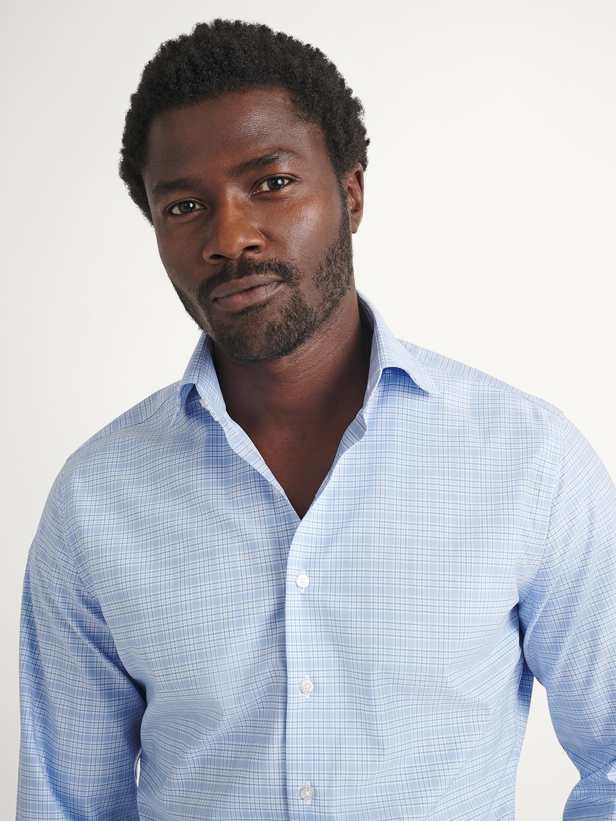 Thomas Mason Non-Iron Blue Tonal Multi Check Shirt by Proper Cloth