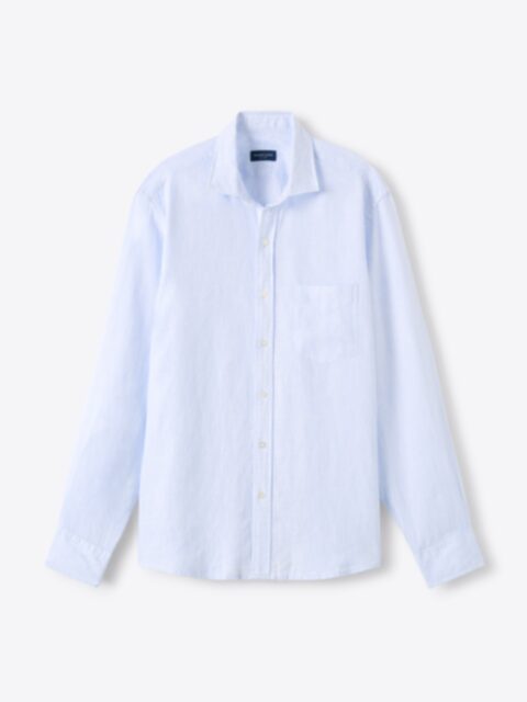Shop Light Blue Fine Stripe Washed Linen