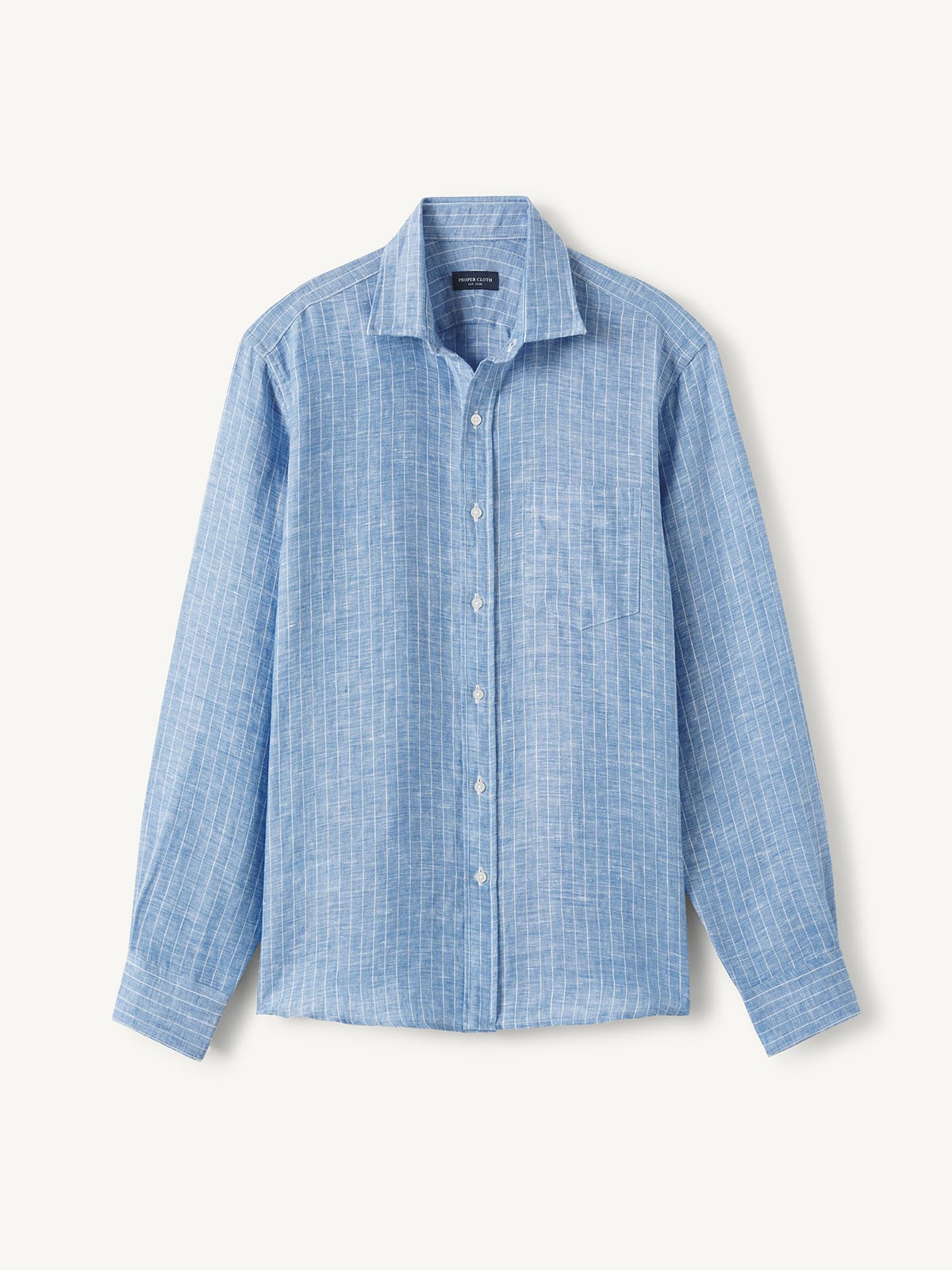 The Baird McNutt Irish Linen Shirt in Light Blue Wide Stripe
