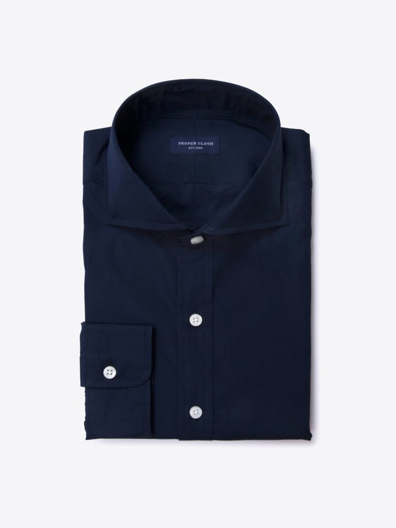 Thomas Mason Navy Luxury Broadcloth Men's Dress Shirt 