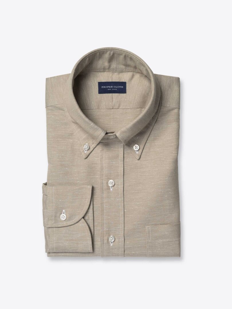 Portuguese Taupe Cotton and Hemp Oxford 