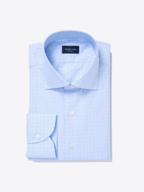 Shop Fulton 120s Light Blue Glen Plaid