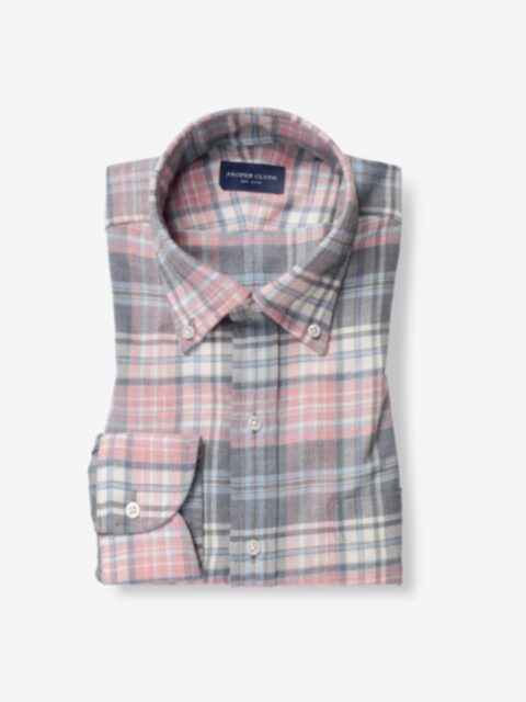 Shop Satoyama Faded Rose and Sky Plaid Flannel