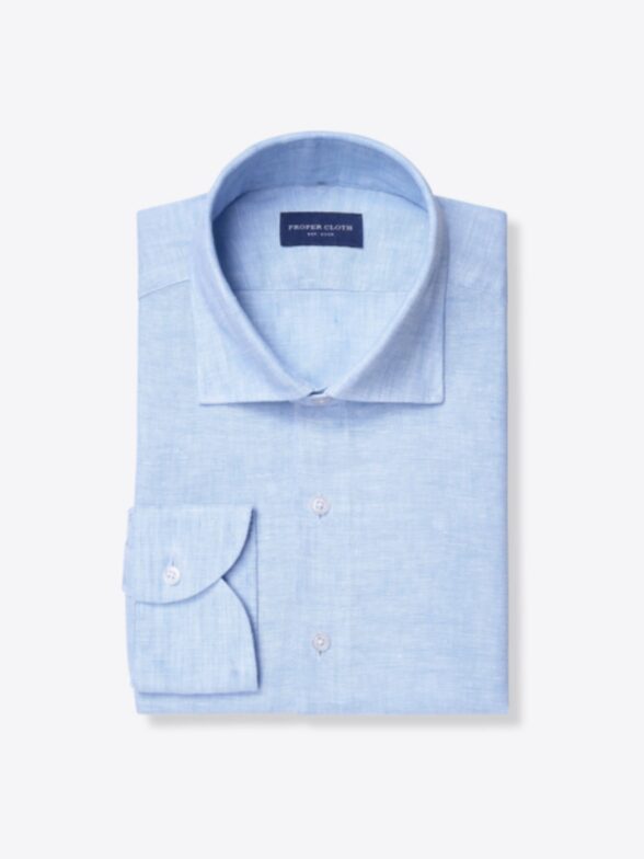 Thumb Photo of Washed Light Blue Linen Dress Shirt