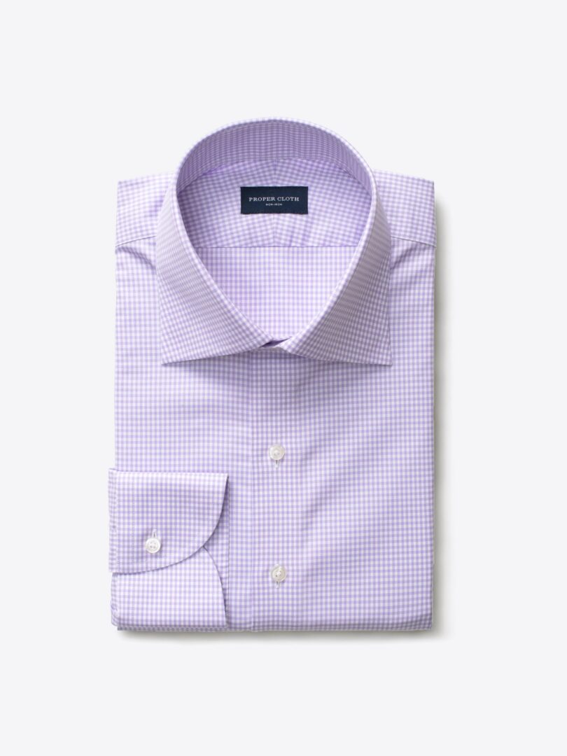 Thomas Mason Non-Iron Lavender Gingham Men's Dress Shirt 