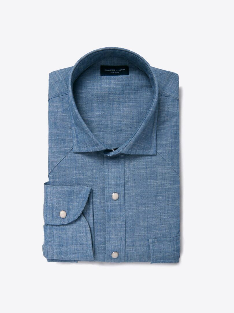 Japanese Cotton and Linen Chambray Tailor Made Shirt 