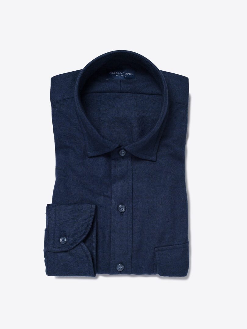 Canclini Navy Twill Beacon Flannel Custom Dress Shirt 
