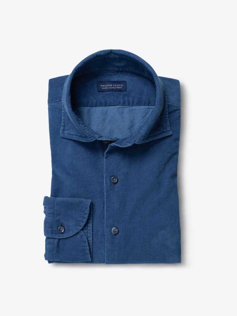 Japanese Washed Indigo Corduroy Custom Made Shirt 