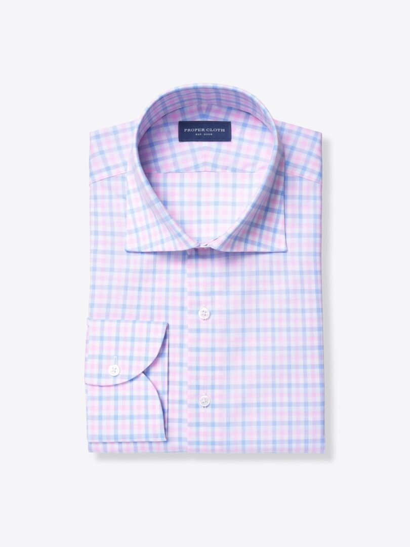 Thomas Mason Pink Multi Check Dress Shirt 