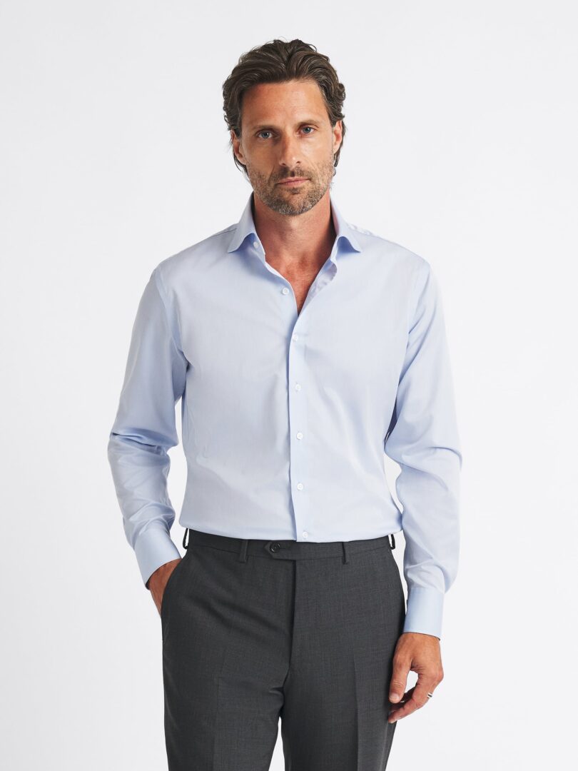 Thomas Mason Wrinkle-Resistant Light Blue 120s Twill Thumb Detail