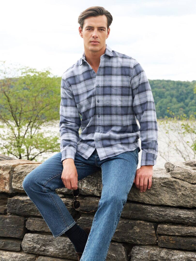 Teton Tonal Blue Plaid Flannel Thumb Detail