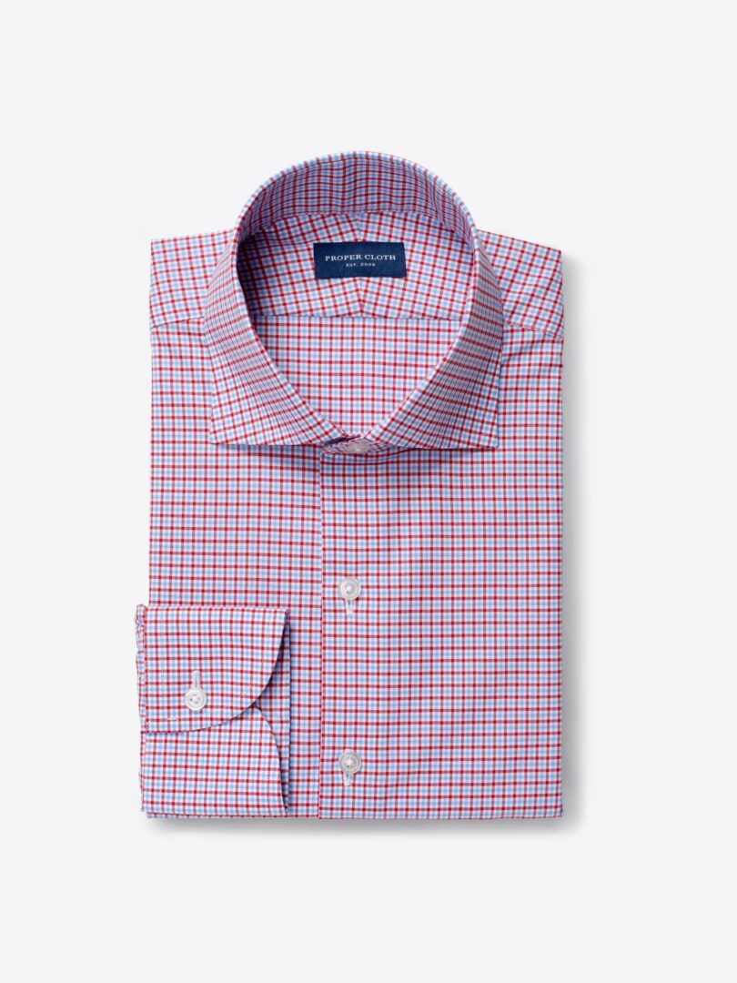 Waverly Light Blue and Red 120s Small Gingham 