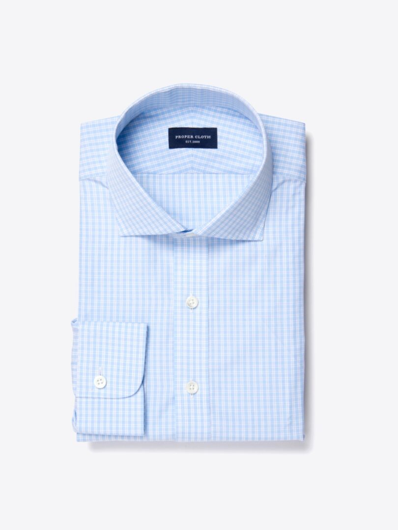 Trento 100s Sky Blue Check Tailor Made Shirt 