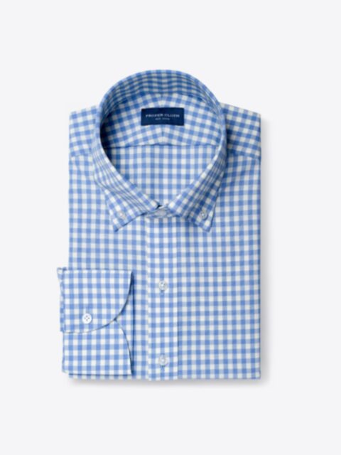 Shop Reda Light Blue Gingham Merino Wool