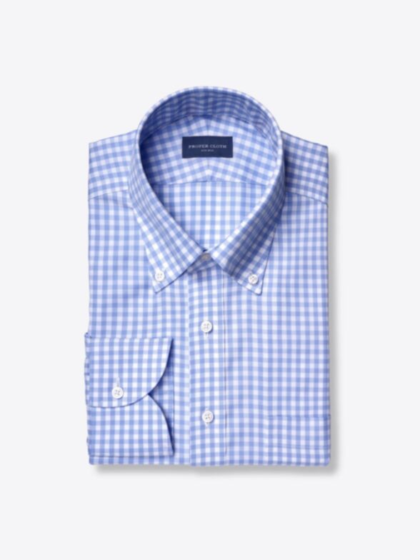 Non-Iron Light Blue Twill Gingham Product Image