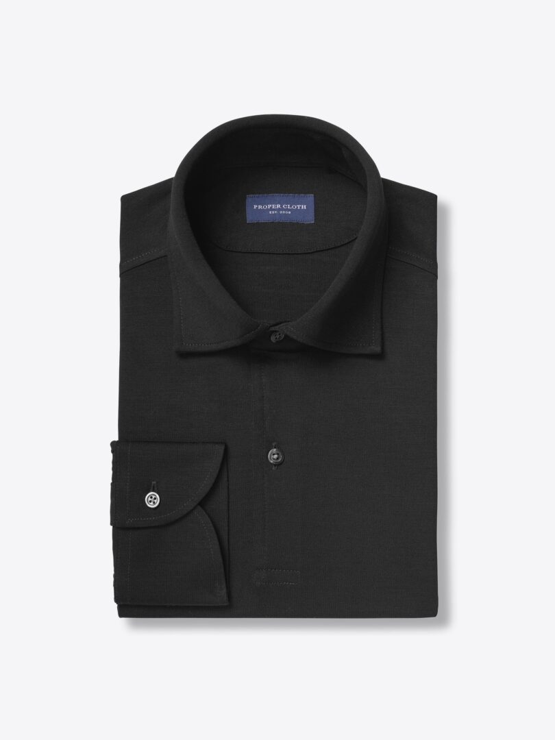 Reda Black Jersey Knit Merino Wool 