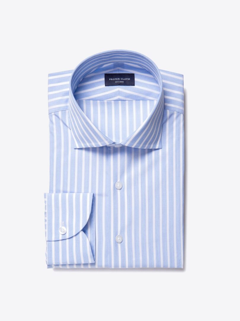 Light Blue 120s End-on-End Stripe Custom Made Shirt 
