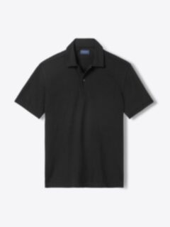 The Italian Cotton Pique Polo in Black