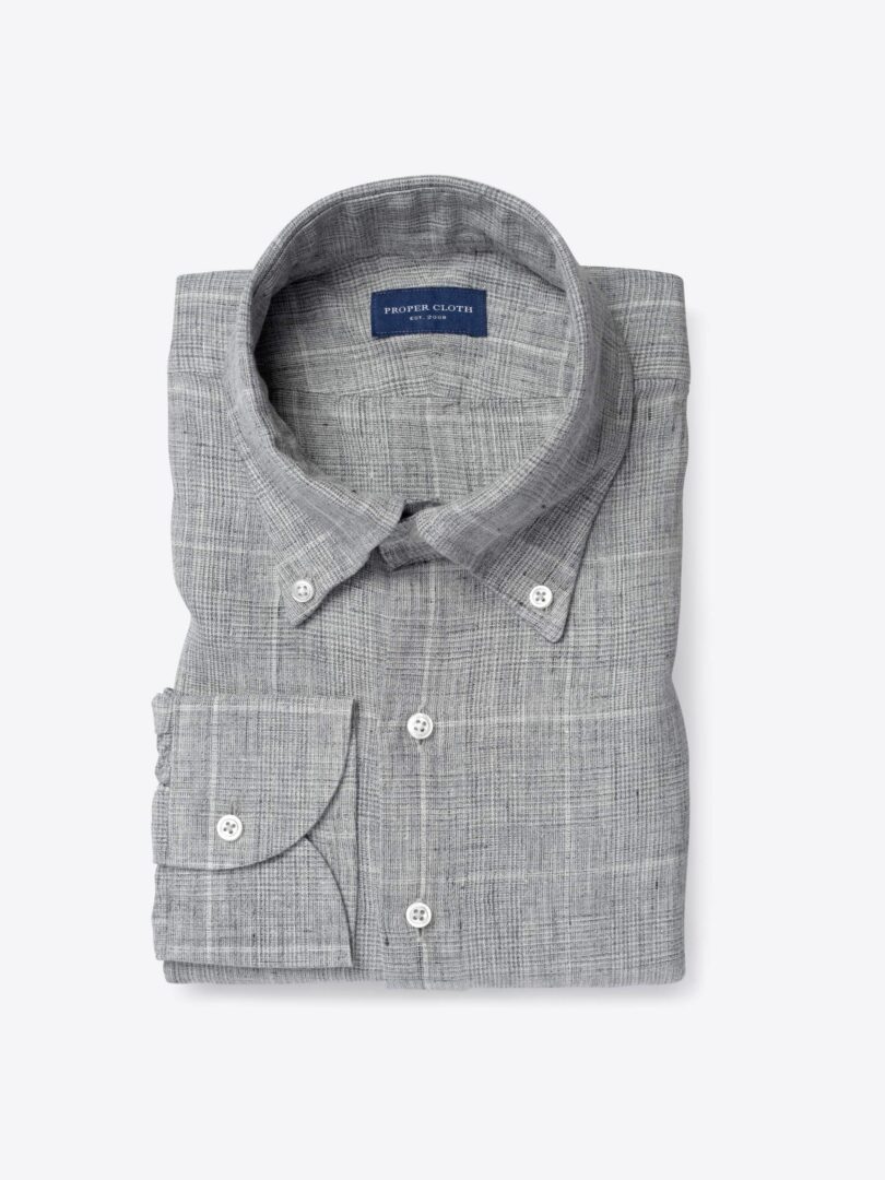 Tessuti di Sondrio Light Grey Prince of Wales Check Linen 