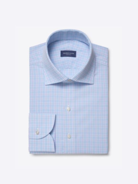 Shop Non-Iron Light Blue and Lavender Check Broadcloth