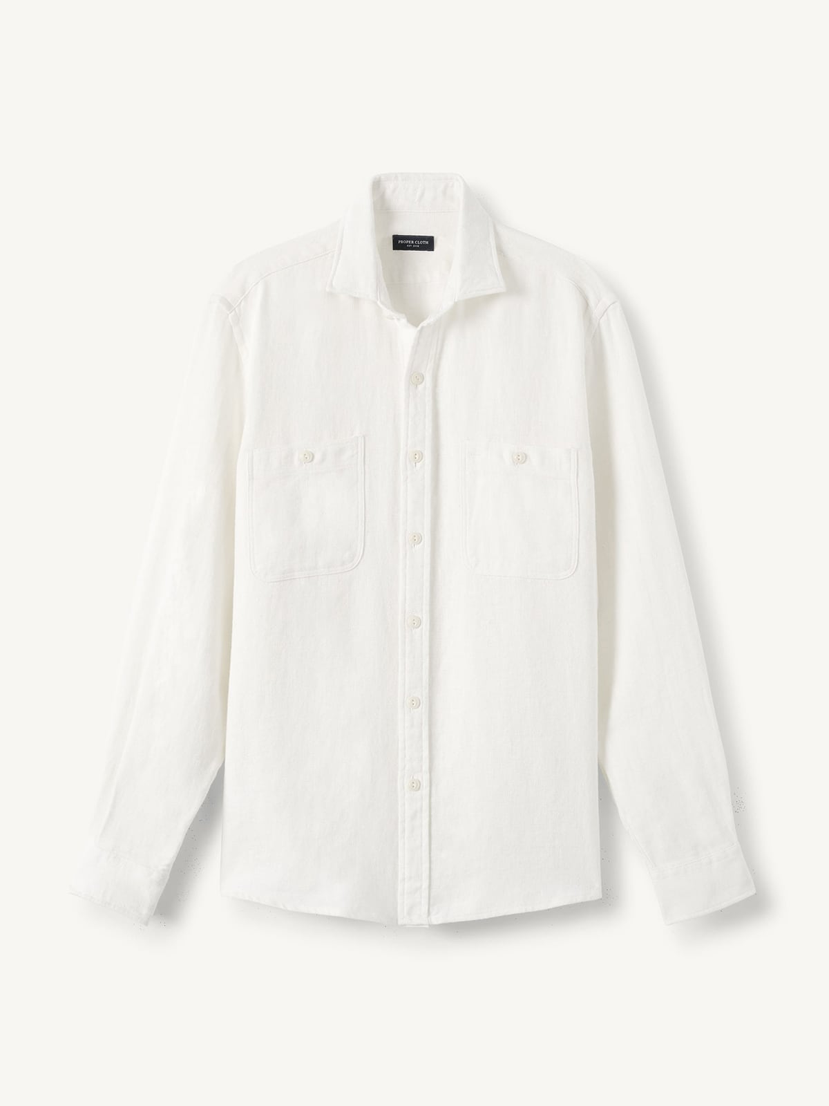The Heavyweight Rustic Linen Utility Shirt in Off White
