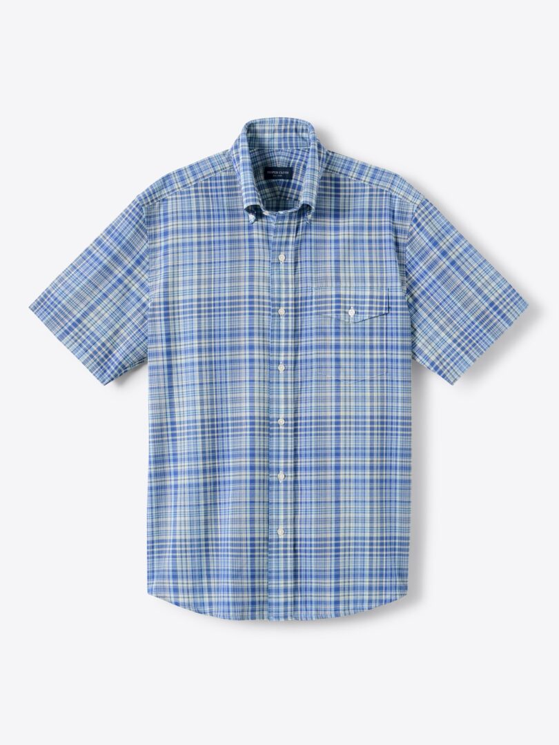 Blue and Off White Indian Madras Plaid 