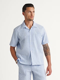 The Portuguese Tile Jacquard Shirt in Blue and White Tile