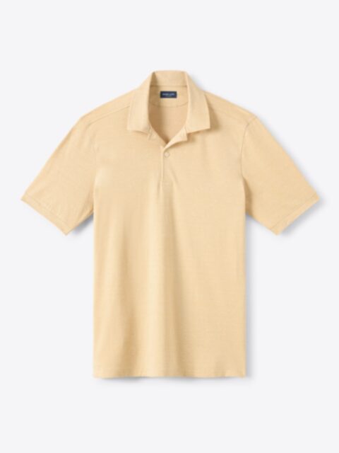 Shop Monterey Yellow Cotton and Linen Blend Knit Pique