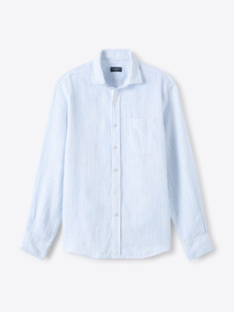 Shop Light Blue Stripe Washed Linen