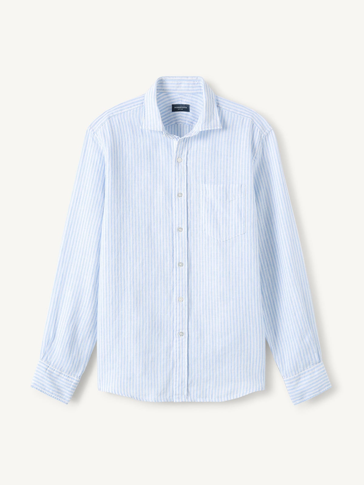 The Washed Linen Shirt in Light Blue Stripe The Washed Linen Shirt in Light Blue Stripe