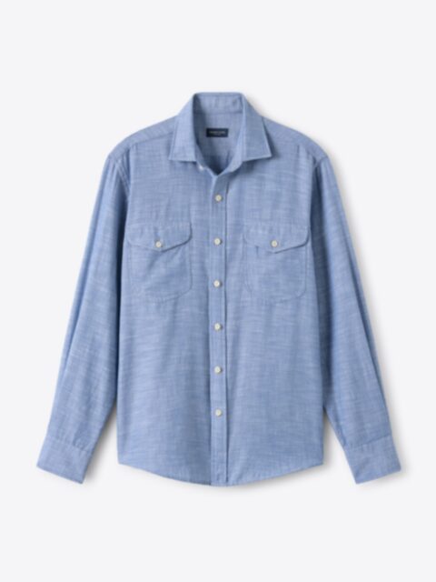 The Japanese Rustic Linen Utility Shirt in Sage