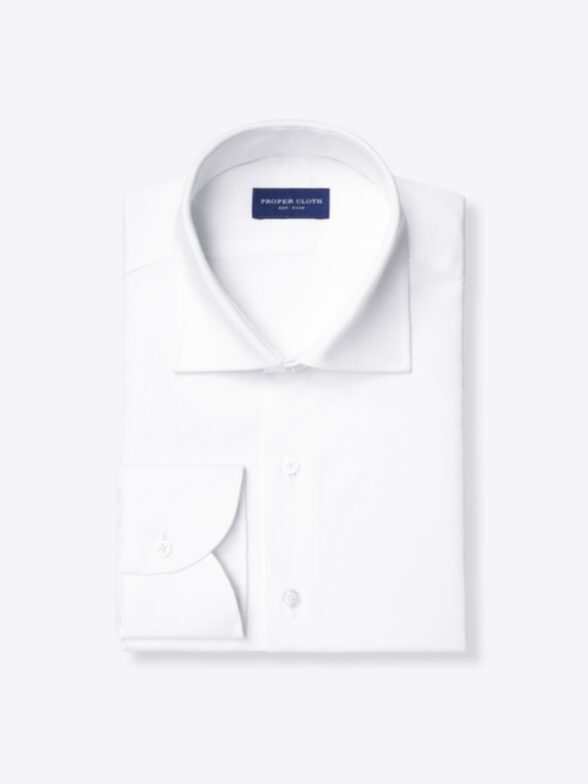 Men’s Portuguese White Cotton Linen Dress Shirt Thumb